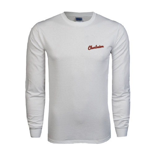  White Long Sleeve T Shirt - Charleston Script