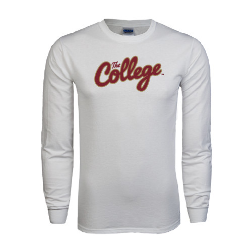  White Long Sleeve T Shirt - The College Script