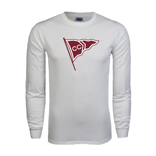  White Long Sleeve T Shirt - CC Sailing Flag Rising