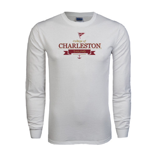  White Long Sleeve T Shirt - Sailing Anchor Design