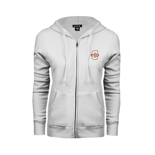  ENZA Womens White Fleece Full Zip Hoodie - Official Logo - C Charleston