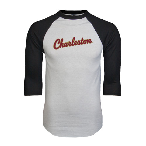 College of Charleston White/Black Raglan Baseball T Shirt
