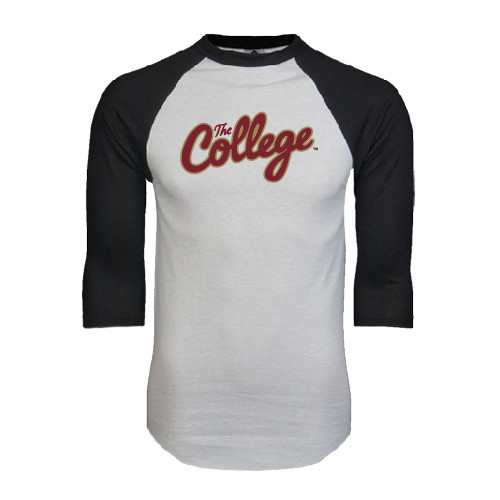  White/Black Raglan Baseball T Shirt - The College Script