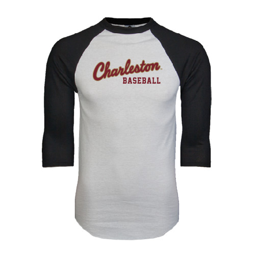  White/Black Raglan Baseball T Shirt - Baseball