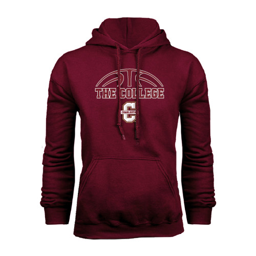  Maroon Fleece Hoodie - Basketball Ball Design