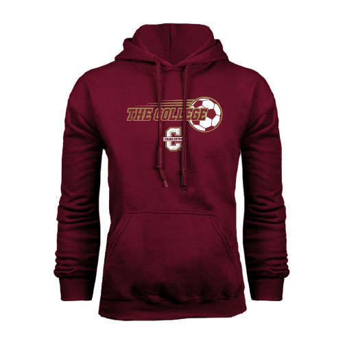  Maroon Fleece Hoodie - Soccer Ball Design