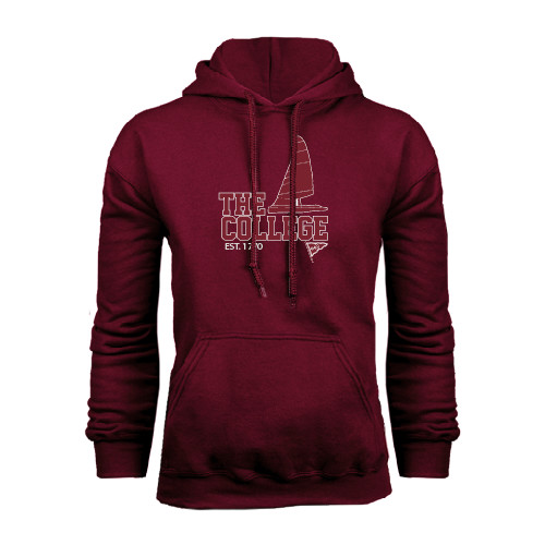  Maroon Fleece Hoodie - Sail Boat Design