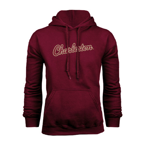  Maroon Fleece Hoodie - Charleston Script