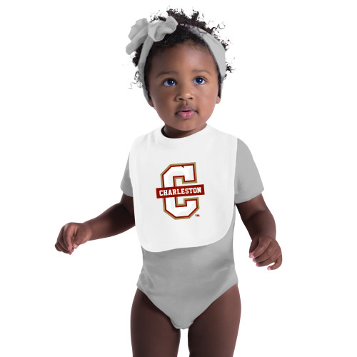  White Baby Bib - Official Logo - C Charleston