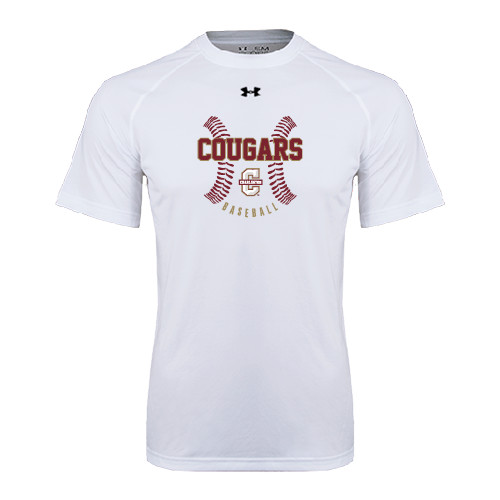  Under Armour White Tech Tee - Baseball Ball Design