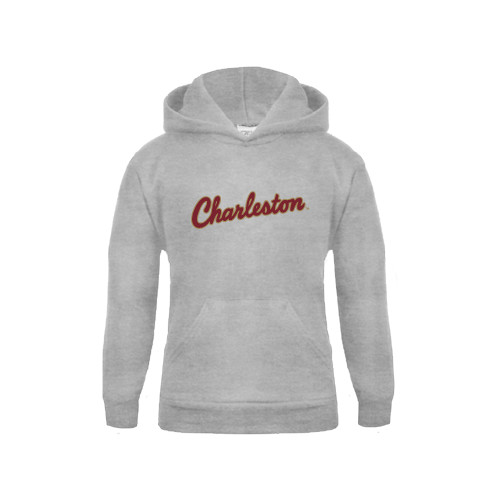  Youth Grey Fleece Hood - Charleston Script