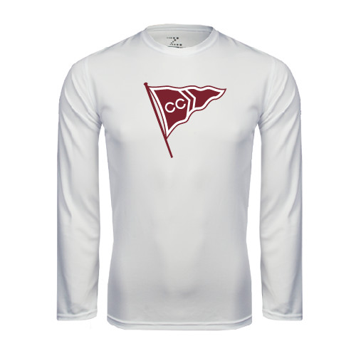  White Performance Long Sleeve Shirt - CC Sailing Flag Rising