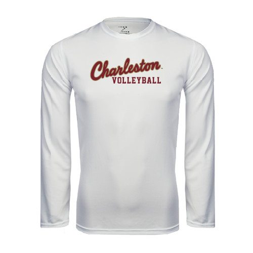  White Performance Long Sleeve Shirt - Volleyball