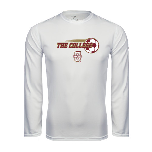  White Performance Long Sleeve Shirt - Soccer Ball Design