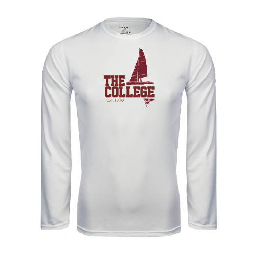  White Performance Long Sleeve Shirt - Sail Boat Design