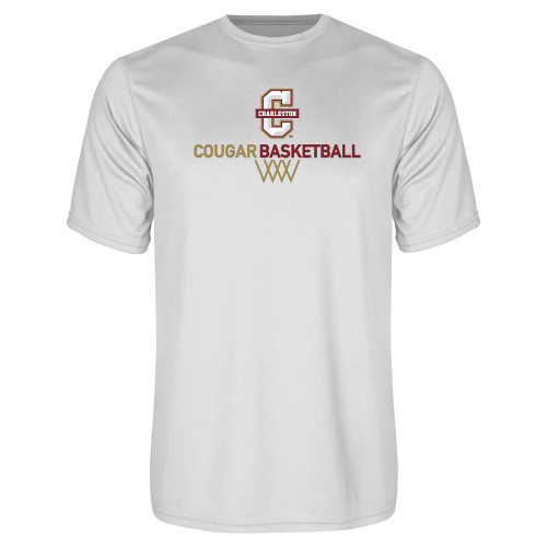  White Performance Tee - Basketball Net Design