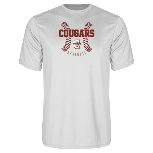  White Performance Tee - Baseball Ball Design