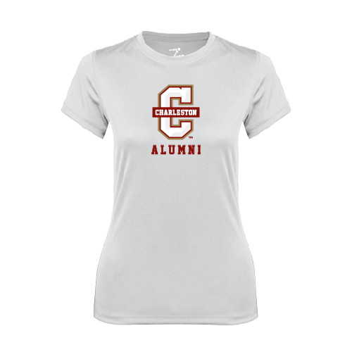  Womens White Performance Tee - Alumni