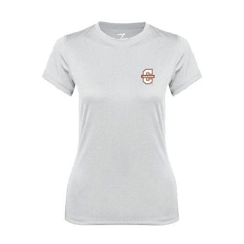  Womens White Performance Tee - Official Logo - C Charleston