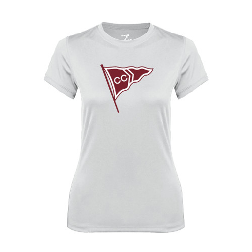  Womens White Performance Tee - CC Sailing Flag Rising