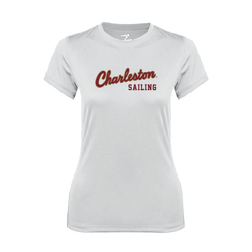  Womens White Performance Tee - Sailing