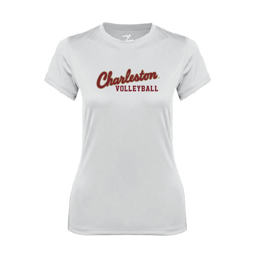  Womens White Performance Tee - Volleyball