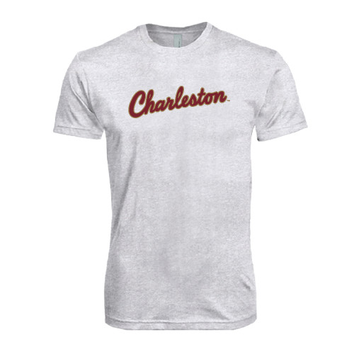  Next Level Heather White Triblend Tee - Charleston Script