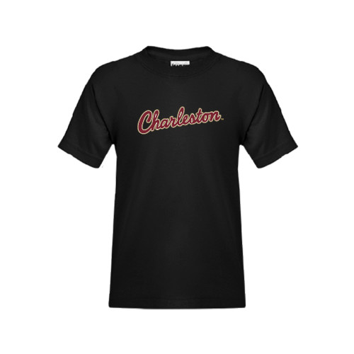  Youth Black T Shirt - Charleston Script