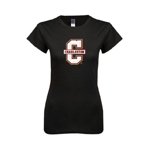  Next Level Womens Black Boyfriend Tee - Official Logo - C Charleston
