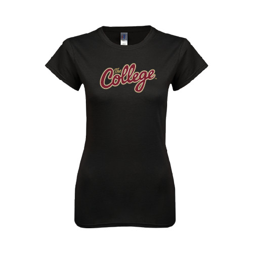  Next Level Womens Black Boyfriend Tee - The College Script