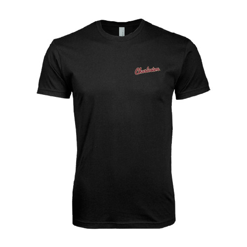  Next Level Black SoftStyle T Shirt - Charleston Script