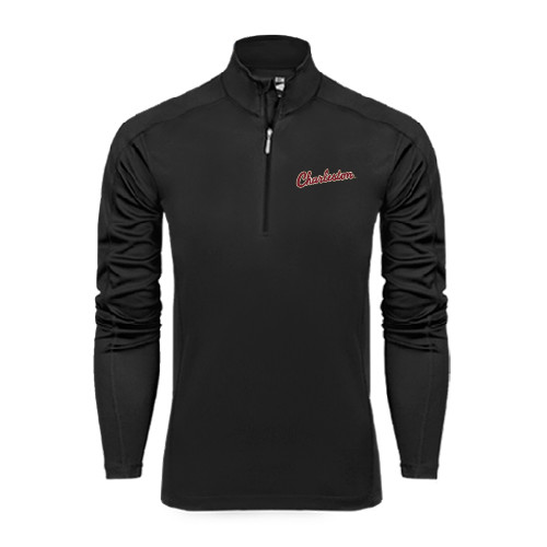  Syntrel Black Interlock 1/4 Zip - Charleston Script