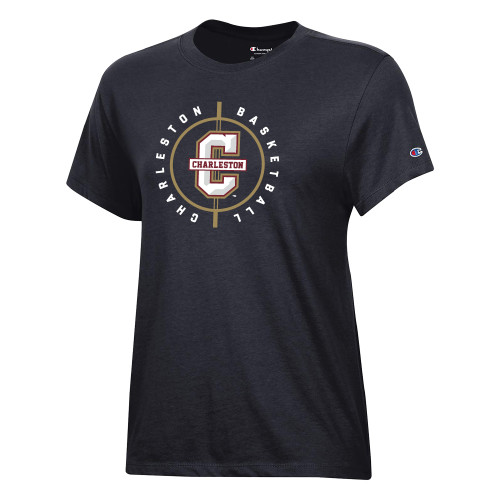 Champion Womens Black Core Short Sleeve Tee - Charleston Basketball Midcourt Rounded