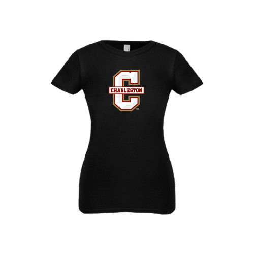  Next Level Girls Black Fashion Fit T Shirt - Official Logo - C Charleston