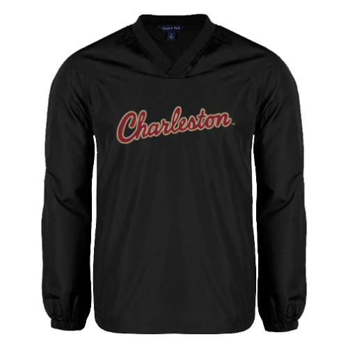  Black V Neck Raglan Windshirt - Charleston Script