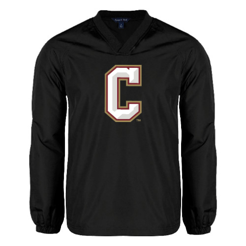  Black V Neck Raglan Windshirt - C