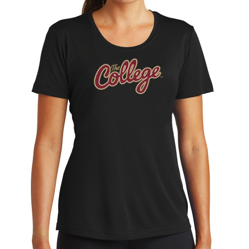  Womens Black Performance Tee - The College Script
