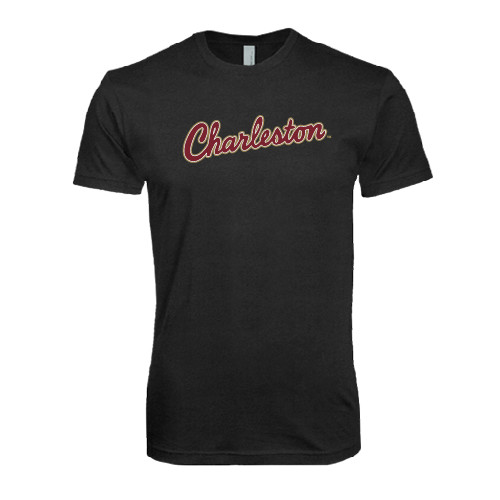  Next Level Black Triblend Tee - Charleston Script