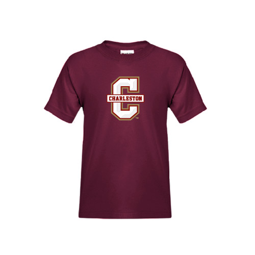  Youth Maroon T Shirt - Official Logo - C Charleston