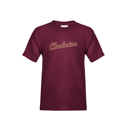  Youth Maroon T Shirt - Charleston Script