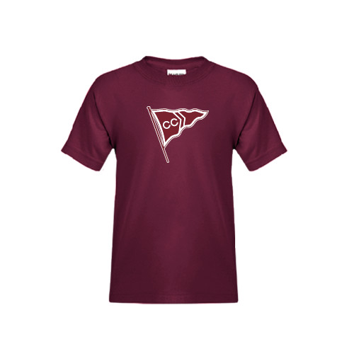  Youth Maroon T Shirt - CC Sailing Flag Rising
