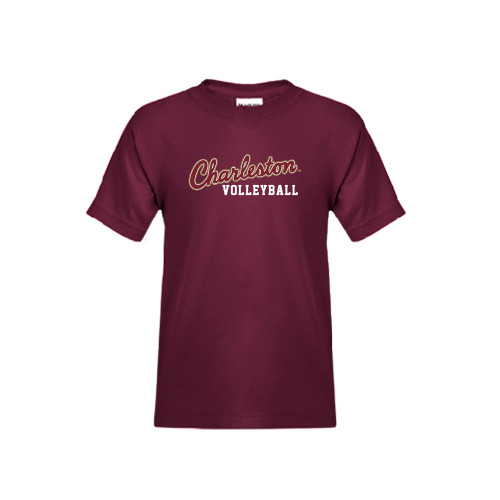  Youth Maroon T Shirt - Volleyball