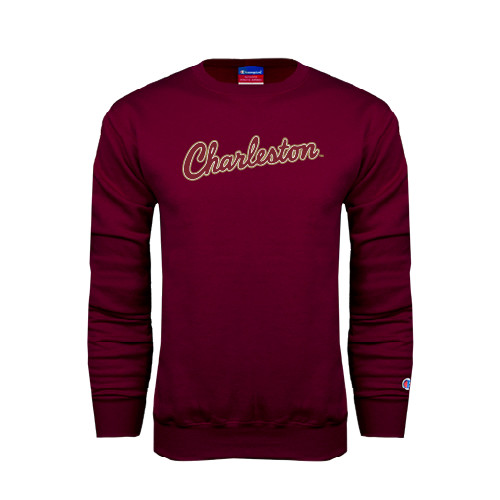  Maroon Fleece Crew - Charleston Script