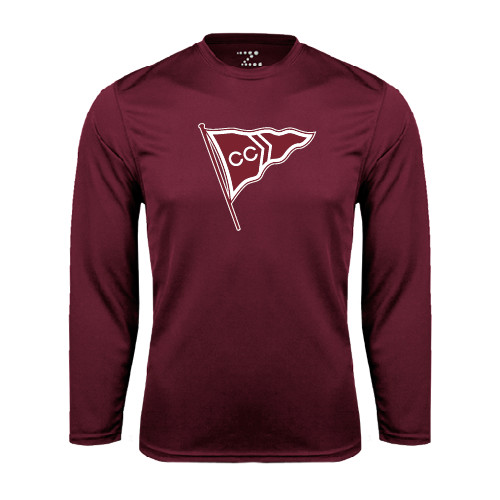  Maroon Performance Long Sleeve Shirt - CC Sailing Flag Rising