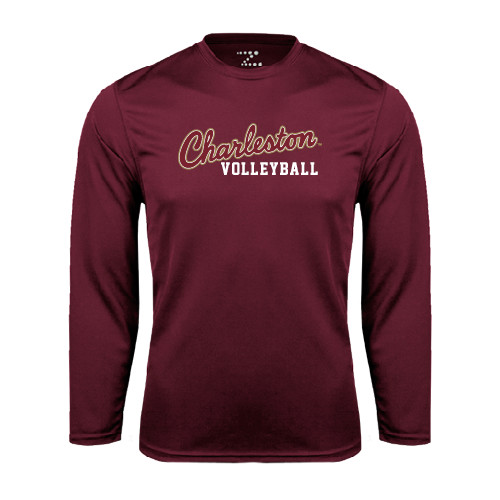  Maroon Performance Long Sleeve Shirt - Volleyball