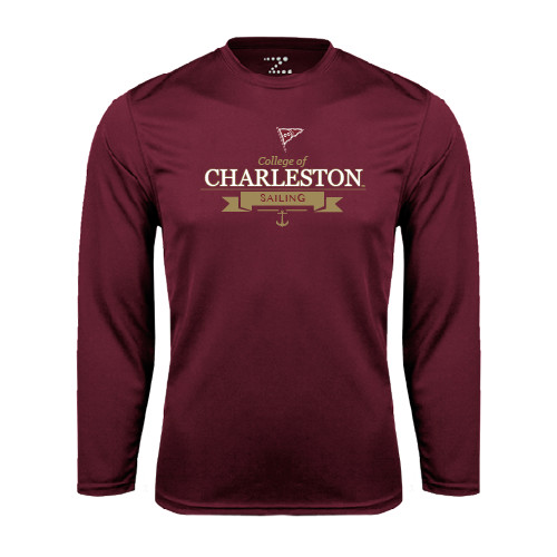  Maroon Performance Long Sleeve Shirt - Sailing Anchor Design