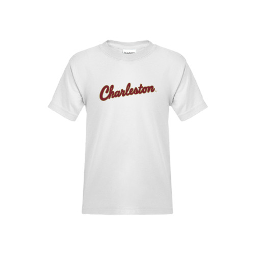  Youth White T Shirt - Charleston Script