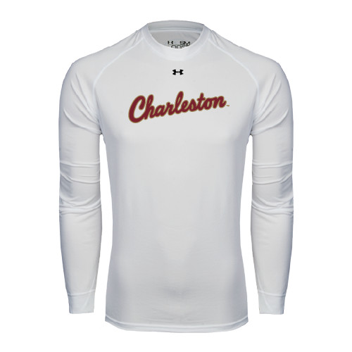  Under Armour White Long Sleeve Tech Tee - Charleston Script