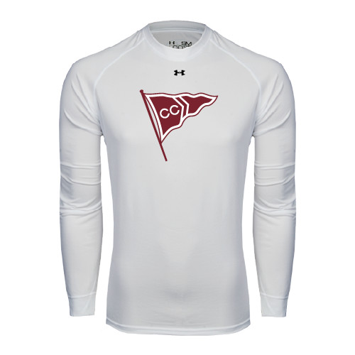  Under Armour White Long Sleeve Tech Tee - CC Sailing Flag Rising