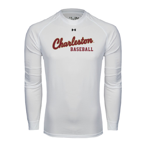  Under Armour White Long Sleeve Tech Tee - Baseball